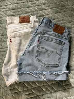 Levi's Women's Denim Cutoff Shorts in Light Blue and White